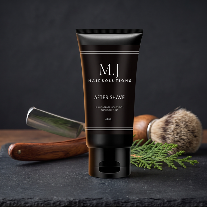 MJ Hairsolutions After Shave 60 ml tube op leisteen met scheermes en scheerkwast
